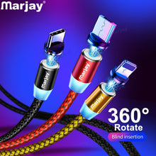 Load image into Gallery viewer, Marjay magnético micro cabo usb para iphone samsung android carregamento rápido ímã carregador usb tipo c cabo cabo do telefone móvel fio