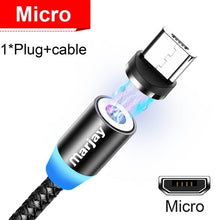 Load image into Gallery viewer, Marjay magnético micro cabo usb para iphone samsung android carregamento rápido ímã carregador usb tipo c cabo cabo do telefone móvel fio