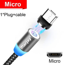 Load image into Gallery viewer, Marjay magnético micro cabo usb para iphone samsung android carregamento rápido ímã carregador usb tipo c cabo cabo do telefone móvel fio