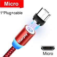 Load image into Gallery viewer, Marjay magnético micro cabo usb para iphone samsung android carregamento rápido ímã carregador usb tipo c cabo cabo do telefone móvel fio