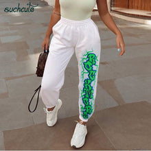 Load image into Gallery viewer, SUCHCUTE women's joggers cotton harem pants with print Elastic waist Autumn Winter 2019 Women's Trousers Gothic Harajuku Pants