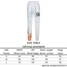 Load image into Gallery viewer, Sweetown White Flaming Fire Printed Streetwear Pants Women Korean Style Elastic High Waist Sweatpants Baggy Pants Summer Autumn
