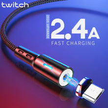 Load image into Gallery viewer, Twitch Micro USB Magnetic USB Cable For Samsmung S7 Xiaomi Microusb Android Mobile Phone Magnet Charging Cable Micro USB Charger
