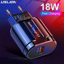 Load image into Gallery viewer, USLION Quick Charge QC 3.0 USB US EU Charger Universal Mobile Phone Charger Wall Fast Charging Adapter For iPhone Samsung Xiaomi
