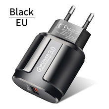 Load image into Gallery viewer, USLION Quick Charge QC 3.0 USB US EU Charger Universal Mobile Phone Charger Wall Fast Charging Adapter For iPhone Samsung Xiaomi
