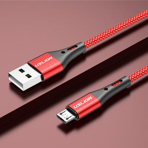 USLION 2m 3m Micro USB Cable 3A Fast Charging Data Cable for Xiaomi Redmi 4X Samsung J7 Android Mobile Phone Microusb Charger