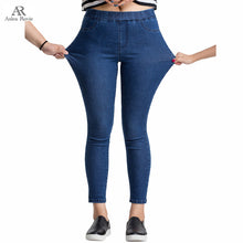 Load image into Gallery viewer, Women Jeans Plus Size Casual high  waist summer Autumn Pant Slim Stretch Cotton Denim Trousers for woman Blue black 4xl 5xl 6xl
