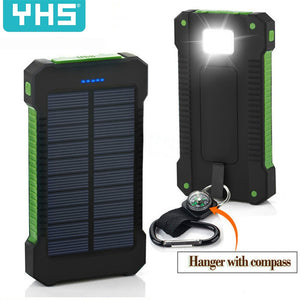 Solar Power Bank Waterproof 30000mAh Solar Charger USB Ports External Charger Powerbank for Xiaomi 5S Smartphone with LED Light