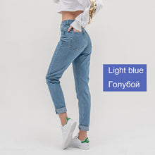 Load image into Gallery viewer, luckinyoyo jean woman mom jeans pants boyfriend jeans for women with high waist push up large size ladies jeans denim 5xl 2019
