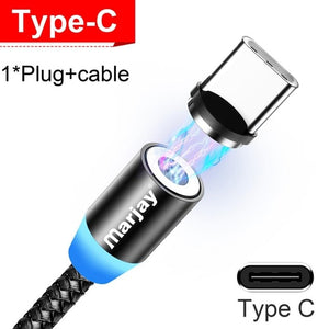 Marjay magnético micro cabo usb para iphone samsung android carregamento rápido ímã carregador usb tipo c cabo cabo do telefone móvel fio