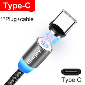 Marjay magnético micro cabo usb para iphone samsung android carregamento rápido ímã carregador usb tipo c cabo cabo do telefone móvel fio