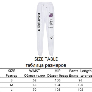 Sweetown White Flaming Fire Printed Streetwear Pants Women Korean Style Elastic High Waist Sweatpants Baggy Pants Summer Autumn